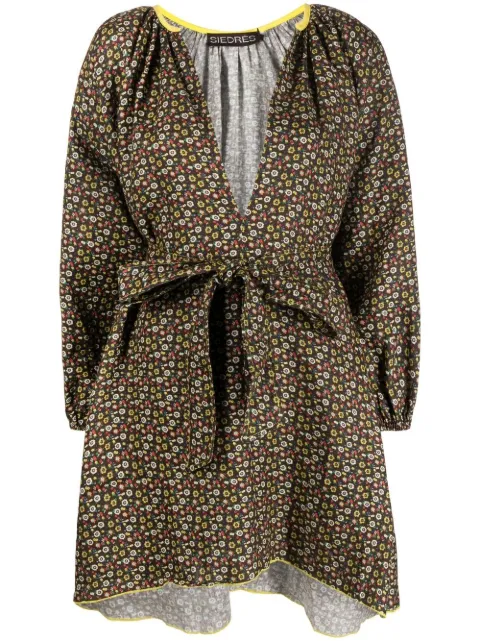 SIEDRES belted floral-print dress Brown SS22DR16MC