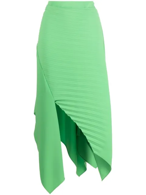 A.W.A.K.E. Mode pleated asymmetric midi skirt Green SS22SK16GT04
