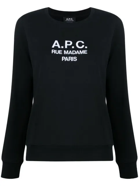 A.P.C. Tina logo-embroidered cotton sweatshirt Black COEZDF27561