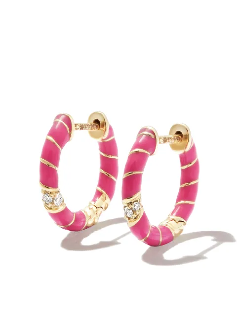 Yvonne Léon 9kt yellow gold Twist enamel hoop earrings Gold PAIREDECREOLESMIN