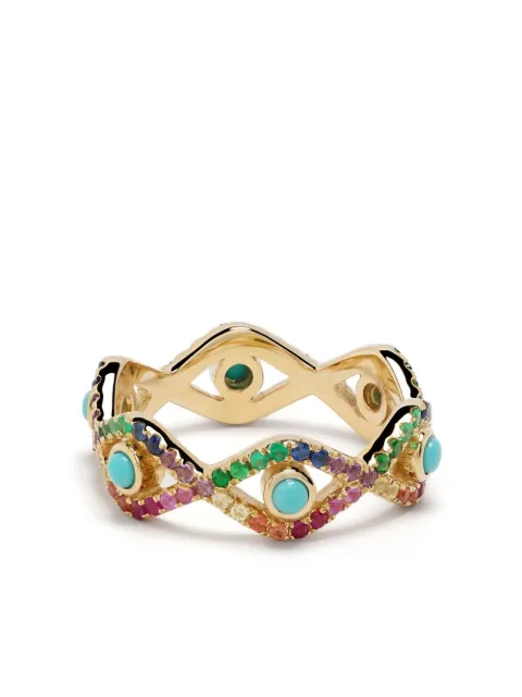 Sydney Evan 14kt yellow gold Rainbow Evil Eye Eternity multi-stone ring Multicolour R33324TQMCY6