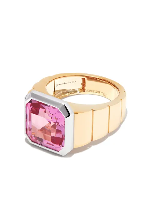 Yvonne Léon 9kt yellow and white gold Chevaliere Princesse crystal signet ring Gold CHEVALIEREPRINCESSE