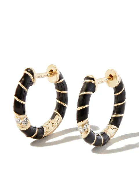 Yvonne Léon 9kt yellow gold enamel diamond hoop earrings Gold PAIREDECREOLESMIN