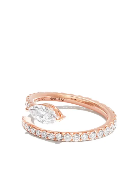 Anita Ko 18kt rose gold Two Row Coil diamond ring Pink AKR2CODMRG