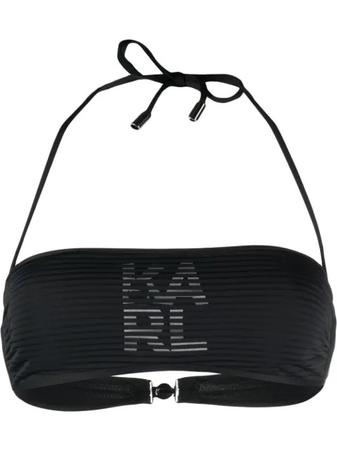 Karl Lagerfeld logo-print bandeau bikini top Black KL22WTP17