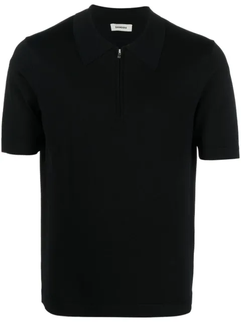 SANDRO knitted polo with zip collar Black SHPTR00344