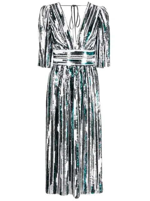 V:PM ATELIER sheer panelling sequin dress White VP1145B