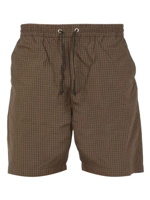 Universal Works drawstring checked shorts Brown 26146