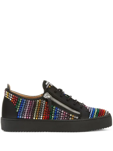Giuseppe Zanotti Frankie Strass double-zip low-top sneakers Black RU20046001