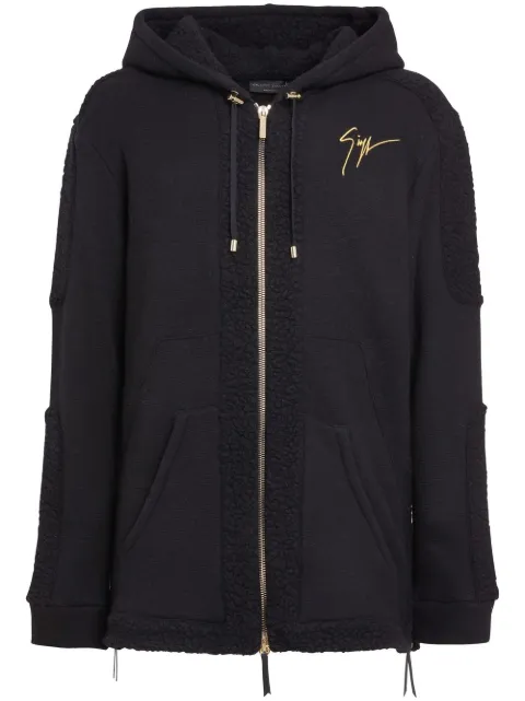 Giuseppe Zanotti LR-26 zip-front shearling-trim jacket Black IRU2005001