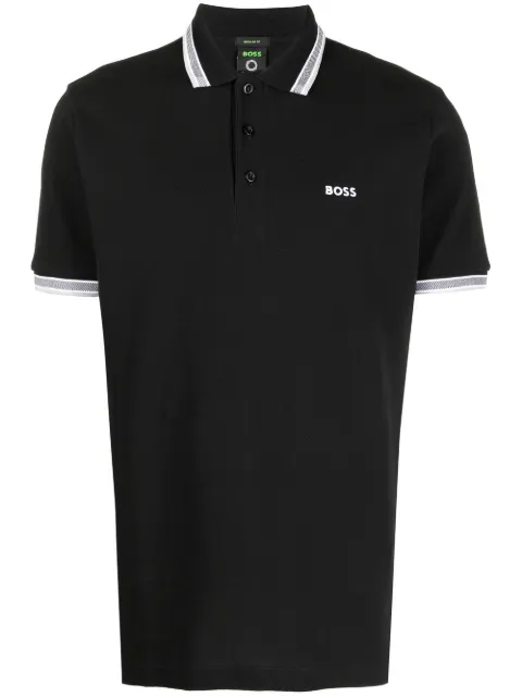 BOSS embroidered-logo cotton polo shirt Black 50469055