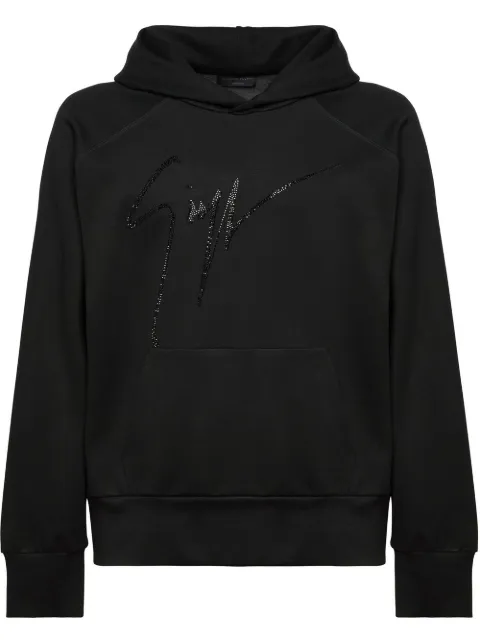 Giuseppe Zanotti LR-21 crystal-embellished logo hoodie Black IRU2000002