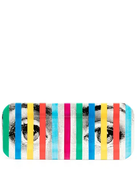 Fornasetti striped graphic print tray White C21Y003