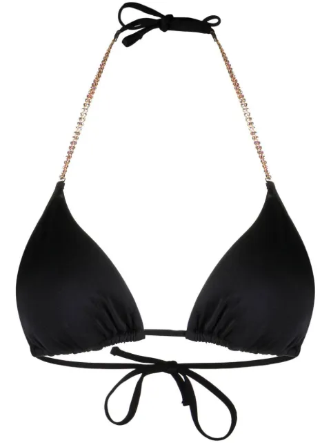 Chiara Ferragni crystal-embellished halteneck bikini top Black A57125435555
