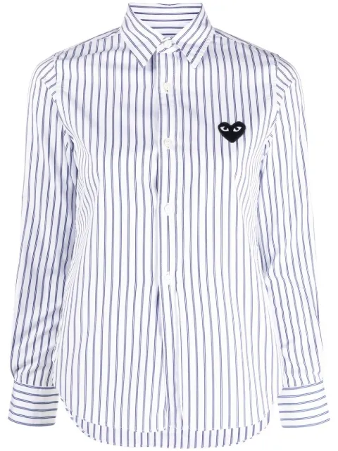 Comme Des Garçons Play heart logo striped shirt Blue P1B019