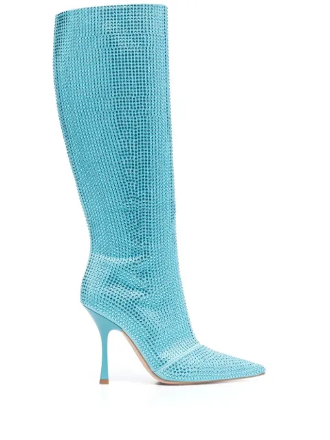 LIU JO crystal-embellished pointed-toe boots Blue SA2711TX001