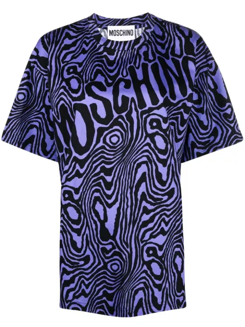 Moschino zebra-print round-neck T-shirt Blue A07075540