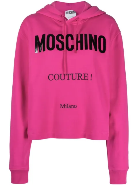 Moschino logo-print cropped hoodie Pink A17145528