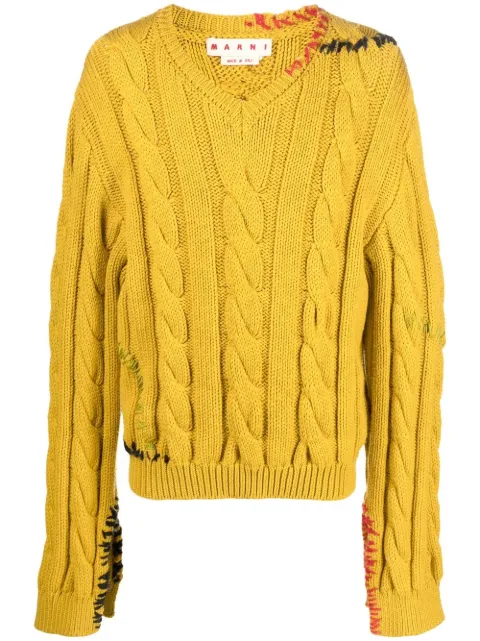 Marni cable-knit virgin wool jumper Yellow CVMG0083Q0UFWH07