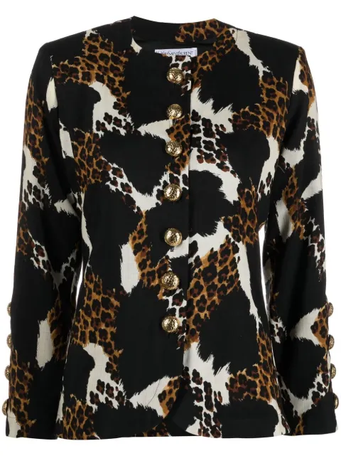 Saint Laurent Pre-Owned 1980s animal-print single-breasted jacket Black YVSA800