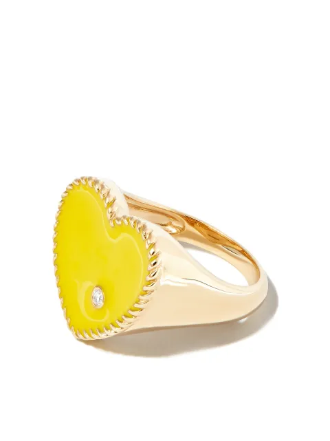 Yvonne Léon 9kt yellow gold enamel and diamond signet ring Gold YVONNENEONYELLOWD