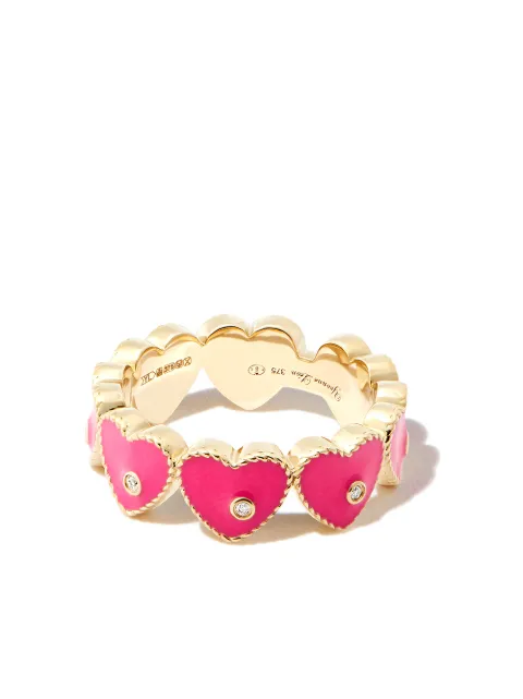 Yvonne Léon 9kt yellow gold enamel diamond heart ring Gold ALLMINICOEURNEONFUCH
