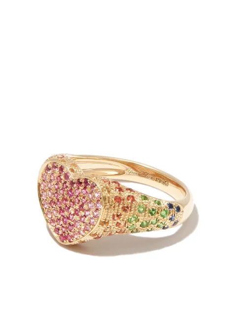 Yvonne Léon 9kt yellow gold diamond signet ring Yellow MINICHEVACOEURAINBOJ