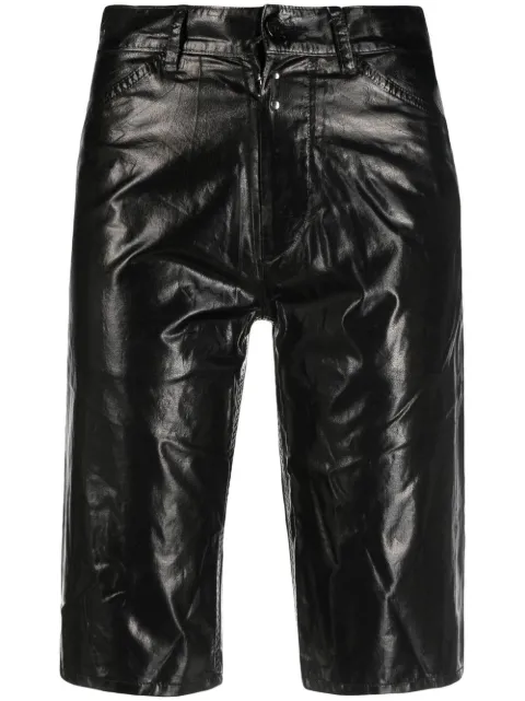 MM6 Maison Margiela laminated straight denim shorts Black S62MU0033S49818