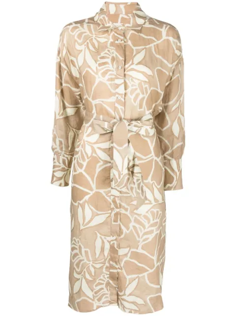 Xacus graphic-print asymmetric dress Neutrals REBECCA85527