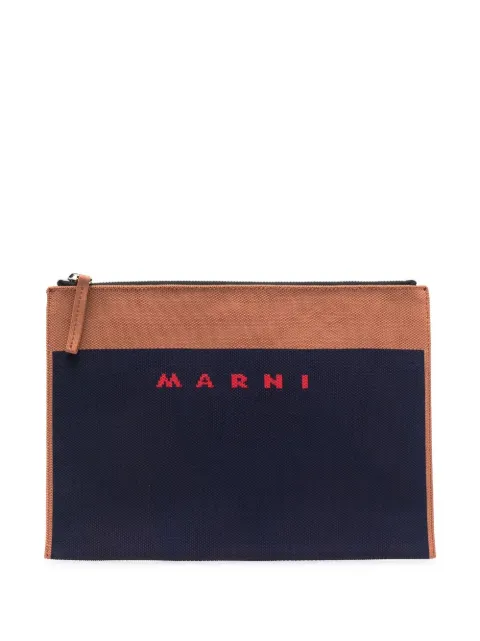 Marni logo print clutch bag Blue PHMQ0007A0P4602