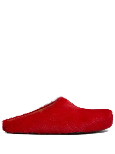 Marni long hair calfskin Fussbett sabot Red SBMR000600P4122