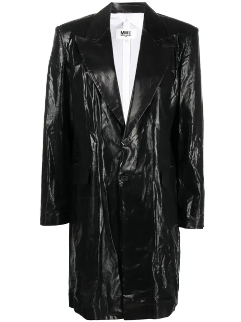 MM6 Maison Margiela coated single-breasted coat Black S62AA0048S49818