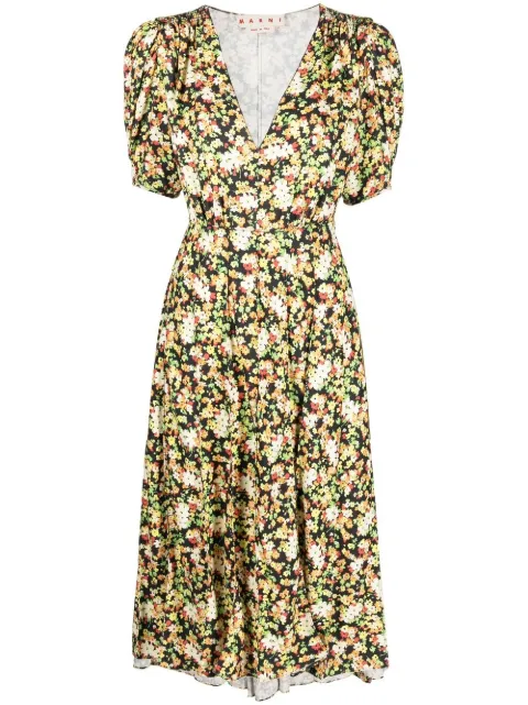 Marni floral-print midi dress Black ABMA0921A1UTV922