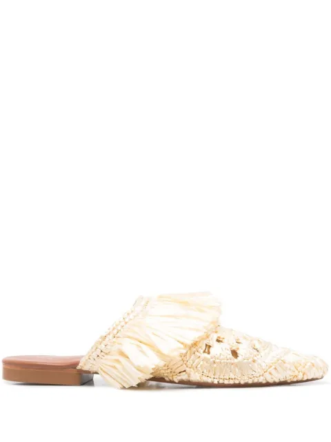 DE SIENA SHOES Grano woven-raffia mules Neutrals 298