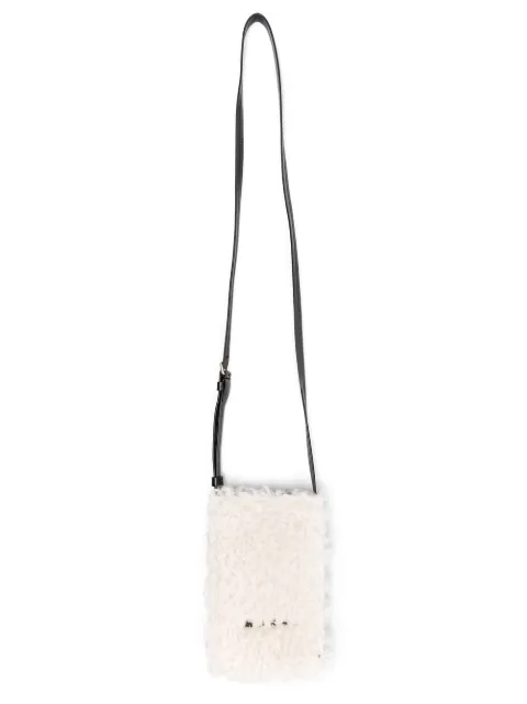 Marni shearling logo-print phone case White TEMO0022Q0LM071