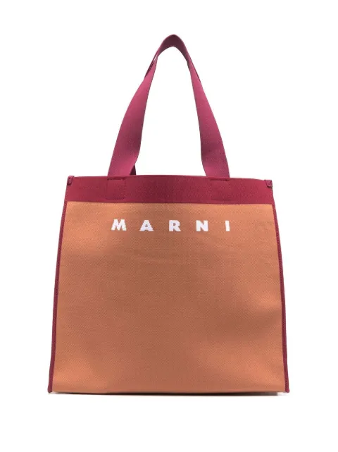 Marni logo print tote bag Orange SHMP0076A2P4602