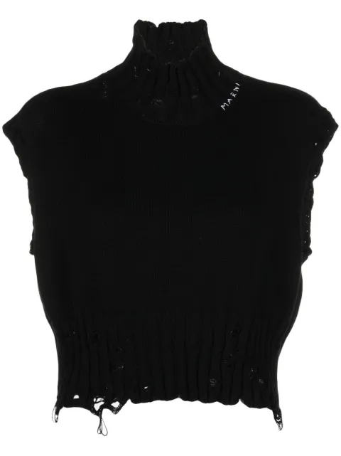 Marni distressed cropped vest Black DVMD0140A0UFC652