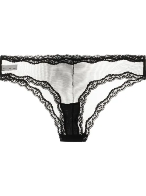Fleur Du Mal sheer tulle bikini briefs Black PY0053