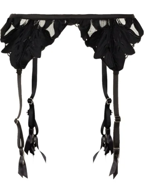 Fleur Du Mal Lily embroidered garter belt Black GR0011