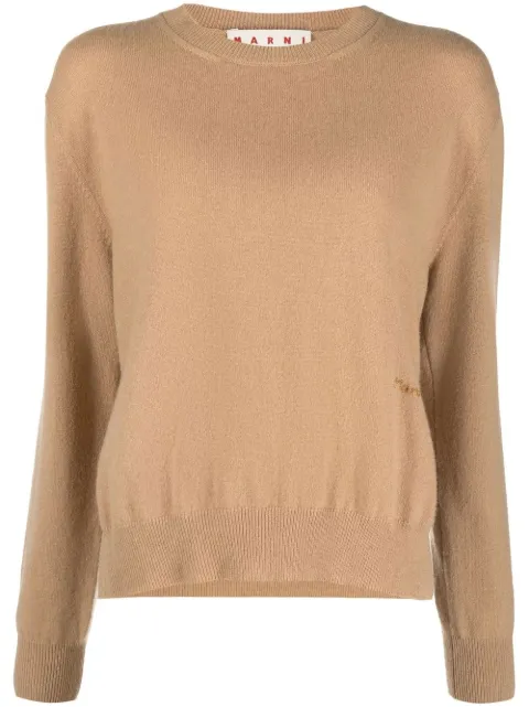 Marni logo-embroidered cashmere jumper Neutrals GCMD0358A0UFX306
