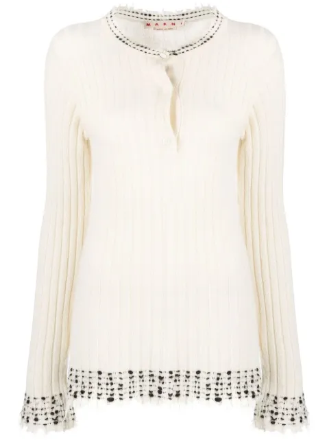 Marni stippled trim ribbed jumper Neutrals GCMD0384Q0UFH532