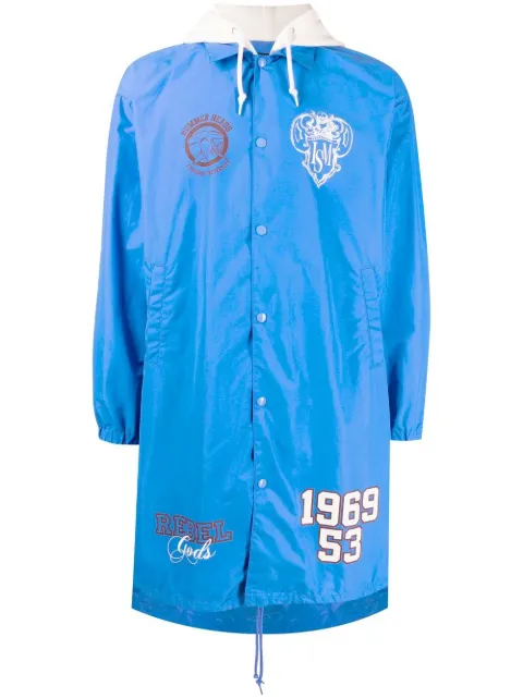 Undercoverism logo-print hooded coat Blue UI1B4302
