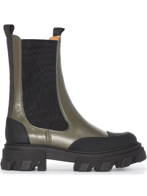 GANNI polished-finish ridged-sole boots Black S1904