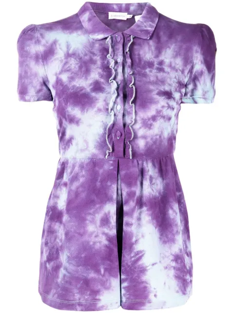 Stain Shade tie-dye peplum polo top Purple 14
