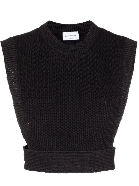 Ferragamo intarsia-knit cropped top Black 752229