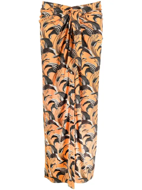 Rabanne printed ruched skirt Orange 22FJJU295VI0202
