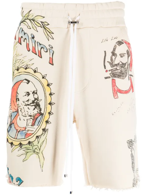 AMIRI Zig-Zag printed shorts Neutrals SS22MJG005