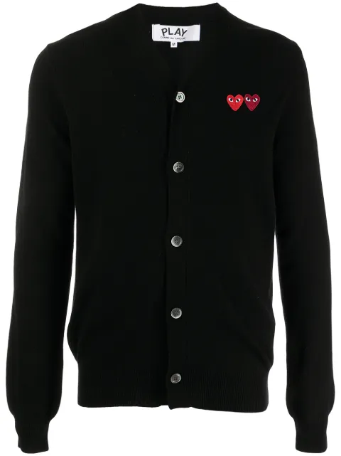 Comme Des Garçons Play Double Heart cardigan Black P1N058