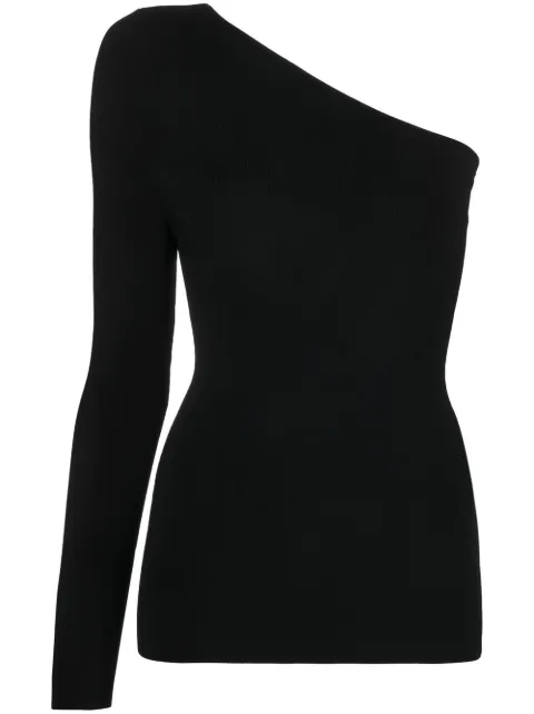 Victoria Beckham one shoulder ribbed top Black 1222KTP003534A