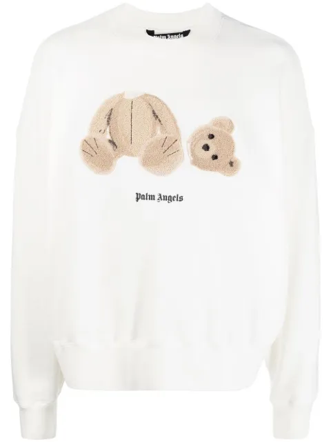 Palm Angels bear-print sweatshirt White PMBA026C99FLE0020360